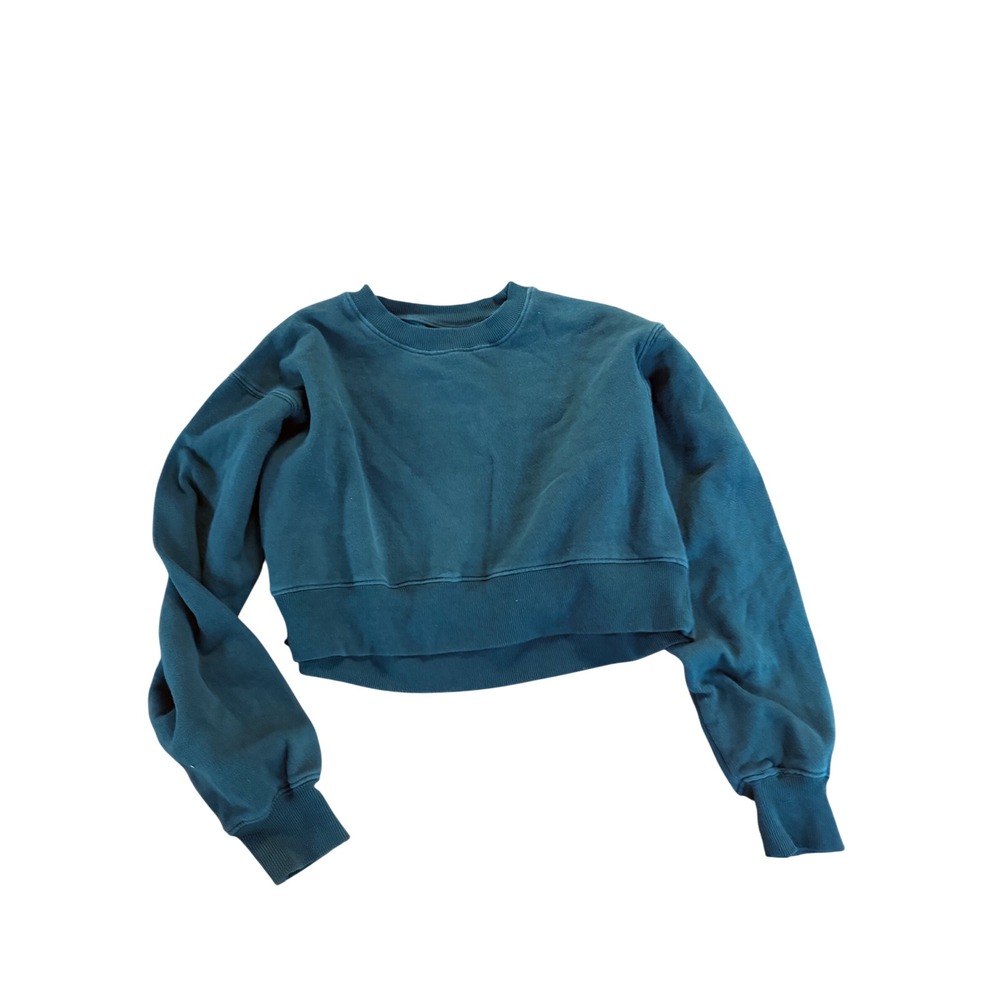Cotton On Womens XS‎ Forest Green Cropped Crew Neck Sweatshirt Long Sleeve